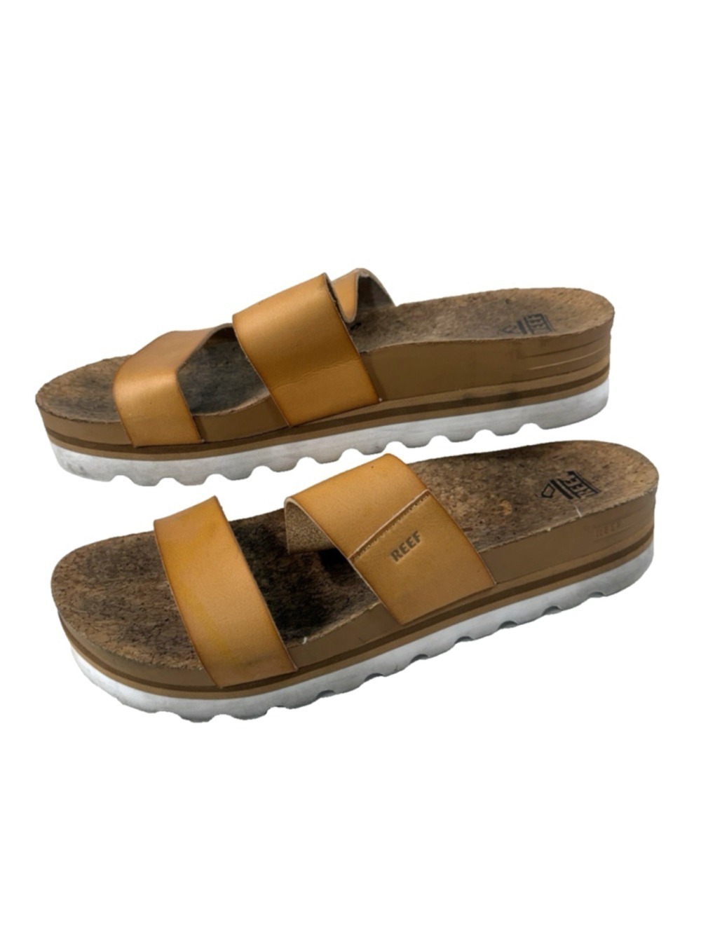 REEF CUSHION VISTA HI Women's Natural Slides Sandals (US 10/EU 41) Eva Outsole